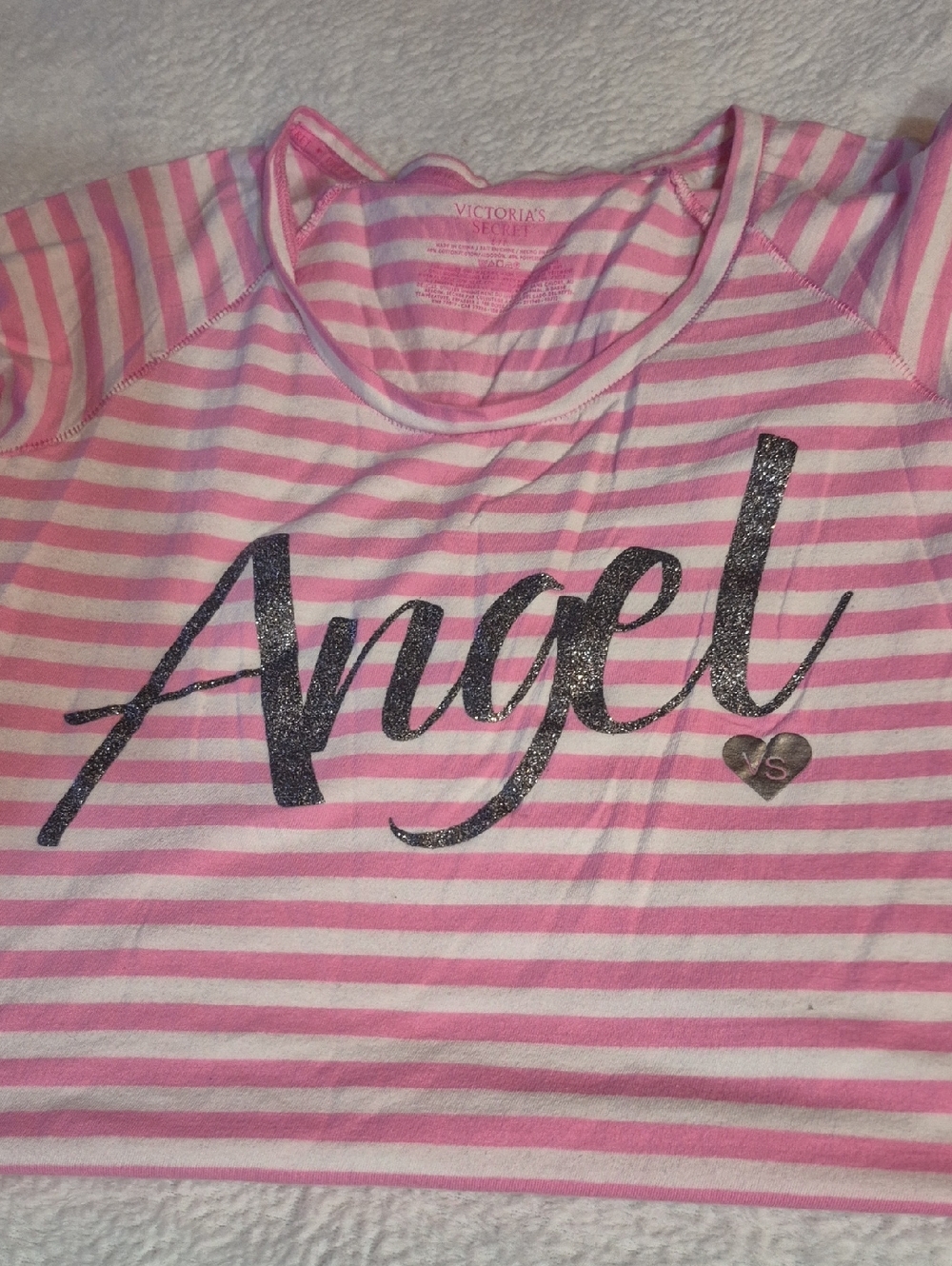 Victoria's Secret Pink and White 'Angel' Striped Sleep Gown